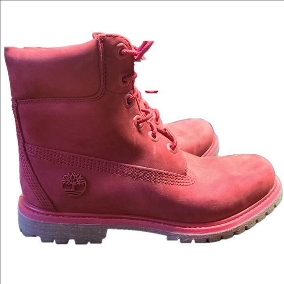 Timberland Red Nubuck Lace-Up Boots - Picture 1 of 5